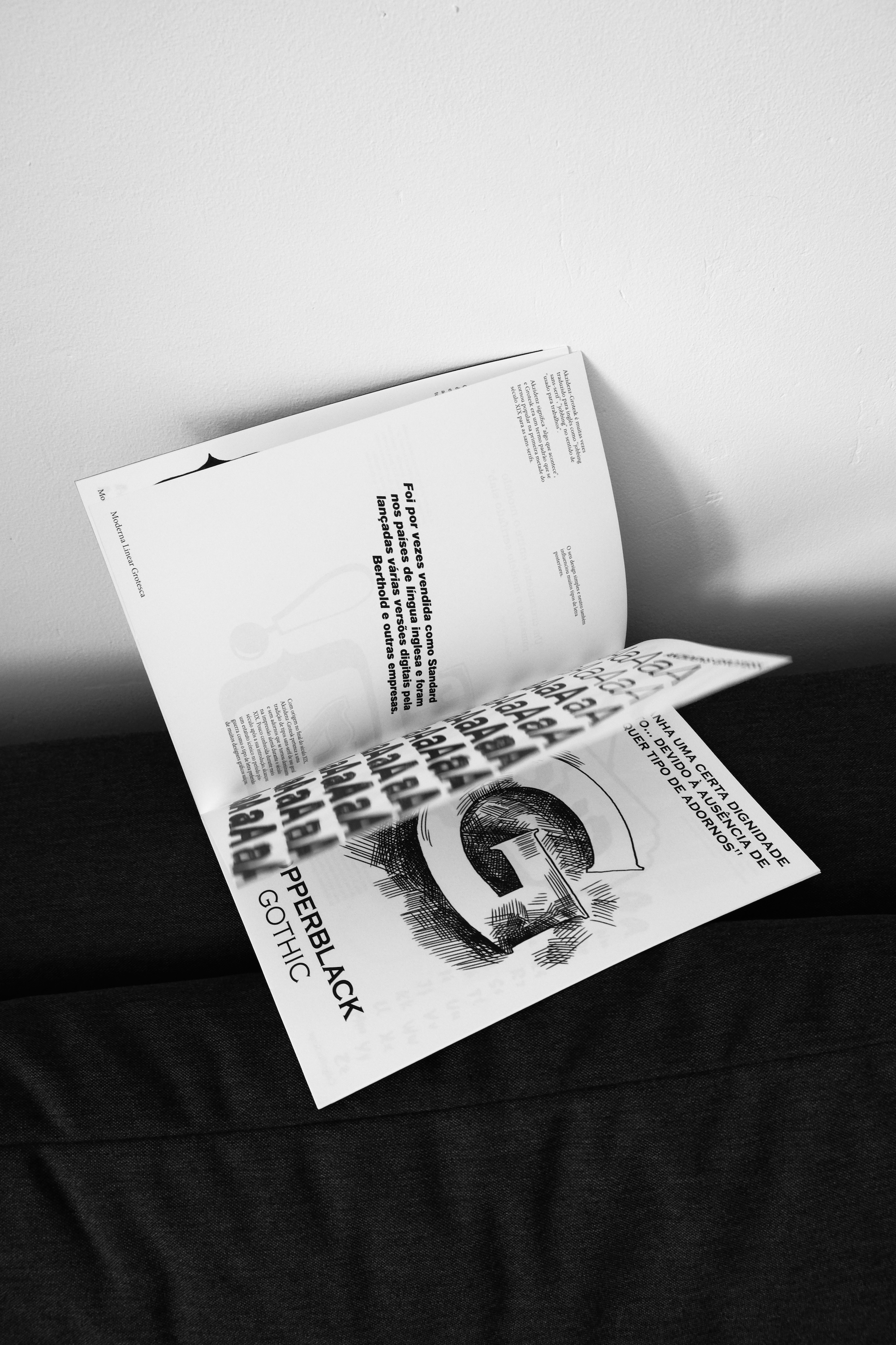 Photo of prototype with pages flowing.